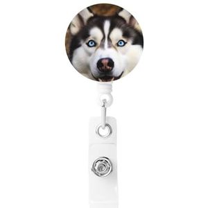 Stomme Husky Hond Badge Reel Intrekbare Verpleegster Naam Badge Reel met Clips Sleutelhanger Leuke Id Card Badge Houder Rollen voor Kantoor Ziekenhuis Leraren Gunst