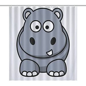 Grijze Hippo Grappige Badkamer Douchegordijnen Waterdichte Decoratieve Gift Voor Badkamer Thuis Slaapzaal