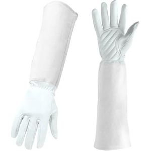 Ademende Handschoenen Bloemenprint Kunstleer Tuinhandschoenen For Dames Antislip Schoonmaakhandschoenen Tuinhuishoudhandschoenen (Color : White)