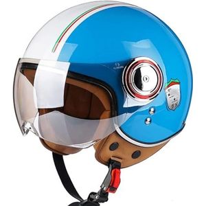 Open Face Helm · Mannen & Vrouwen Motorfiets Scooter Half-Face Helmen Jet Piloot Motor Retro Chopper Cruiser Vintage Bromfiets Helm · DOT/ECE Goedgekeurd, voor Kinderen Jeugd E,M=55-56CM
