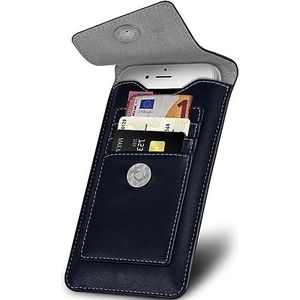 ONEFLOW Zeal Case compatibel met Motorola Edge 40, hoes met kaartenvak, 360 graden rondom bescherming, riemtas, veganistisch leren mouw, telefoonhoes, riemcliphouder, marineblauw