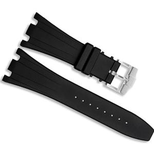 yeziu 28 mm waterdichte rubberen horlogeband voor AP-horlogebandjes met vouwgesp(Color:Buckle silver clasp)