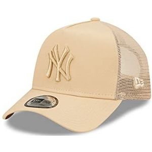 New Era New York Yankees MLB Tonal Mesh Beige A-Frame Adjustable Trucker Cap - One-Size