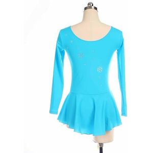 UPPJPBSW Meisjesschaatsjurk Met Sneeuwvlokrhinestones, Lange Mouwen, Schaatscompetitiejurk Voor Beoordelingsexamens, Ritmische Gymnastiek Voor Vrouwen,Sky blue,XS