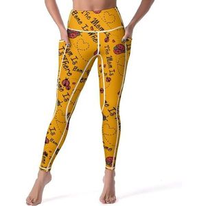 Ladybird Home Is Where The Mom Is Dames Yoga Broek Hoge Taille Leggings Buikcontrole Workout Running Leggings 2XL