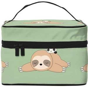 Leuke Panda en Luiaard Grote Capaciteit Draagbare Waterdichte Cosmetische Tas 23x17x16Cm Voor Reizen Outdoor Sport Bruiloft Companion Gift, Zwart, Eén maat