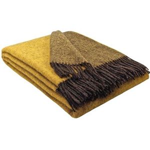 STTS International Wollen deken, 100% scheerwol, woondeken in versch. kleuren, 140 x 200 cm, sprei, scheerwollen deken, plaid Tirol (bruin-geel (dubbelzijdig), 140 x 200 cm)