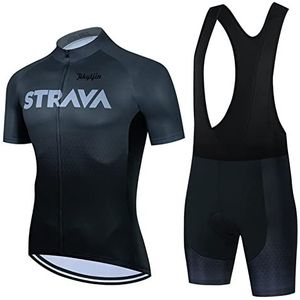 Heren Fietspakken, Mannen Wielertrui Pro Team Bike Wear Sportkleding Wielertrui+Bib Shorts met 3D Gel Padded+Mouw (grijs-zwart, XXL)