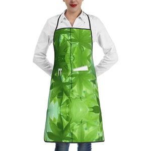 ZhaoYuGoods Oude tractor fotoboerderij schorten met zakken voor vrouwen, stijlvolle kookschorten voor keuken tuinieren salon, ideale print schort, Groene Blad Natuur, Eén maat