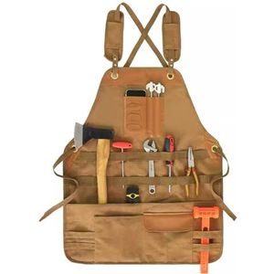 HTYHZIMS Gereedschapshouder schort verdikt canvas schort vuilafstotend bestand tegen werkkleding camping buiten, Geel., 75x60cm