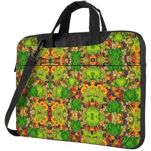 SSIMOO Hondenpoot patroon stijlvolle en lichtgewicht laptop messenger tas, handtas, aktetas, perfect voor zakenreizen, Kikker, 15.6 inch