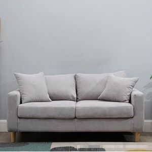 BEDOIN Mid Century Modern Loveseat, 59 inch katoenen linnen bank met comfortabele gestoffeerde kussens, 2-zits banken met diepe zitting voor woonkamer, slaapkamers, appartement lichtgrijs