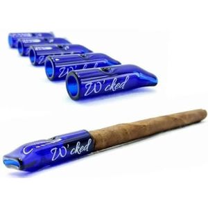 5 STKS Herbruikbare W'cked Glas Rolling Tips voor Normale Sigaret Filter Tip Mondstukken (Blauw)