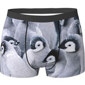 ZJYAGZX Leuke Pinguïn Print Heren Zachte Boxer Slips Shorts Viscose Trunk Pack Vochtafvoerende Heren Ondergoed, Zwart, M