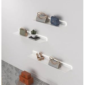 Floating Wall Shelves, Wall-mounted Lighting Fixtures Black Rectangular Indoor Display Shelf Wall Lamps Can Light Up Your Room Very Convenient And Beautiful (Color : Bianco, Size : 60x20x6cm)