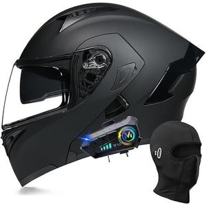 Modulaire Bluetooth-motorhelm, integraalhelm met opklapbaar dubbel vizier, met dubbele luidspreker en microfoon, DOT/ECE-goedgekeurd, voor volwassenen, mannen en vrouwen, maat M~XXL O,2XL=63-64cm