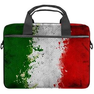 Italië Vlag Groen Wit Rood Laptop Schouder Messenger Bag Crossbody Aktetas Messenger Sleeve voor 13 13.3 14.5 Inch Laptop Tablet Beschermen Tote Bag Case, Meerkleurig, 11x14.5x1.2in /28x36.8x3 cm