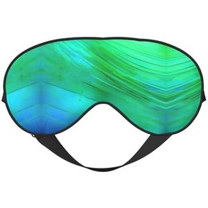 Blauwgroen patroon print zacht oogmasker voor vrouwen mannen comfortabel met verstelbare riem voor reizen yoga dutje shift werk