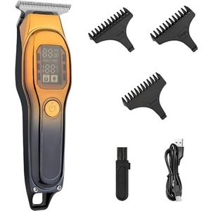Tondeuse voor mannen, professionele kappertondeuse, oplaadbare precisie stalen mes tondeuse (zwart goud)