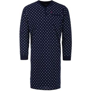 Henry Terre Heren nachthemd slaapshirt lange mouwen met borstzak maat M-3XL, Donkerblauw, XL