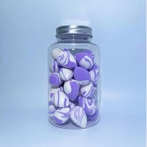 4~100 Stuks Mini Make-Ei Zachte Kleine Cosmetische Bladerdeeg Spons Droog Nat Gebruik Schoonheid Ei Facial Foundation crème Concealer Makeup Tools (Color : 40Pcs Purple-white)