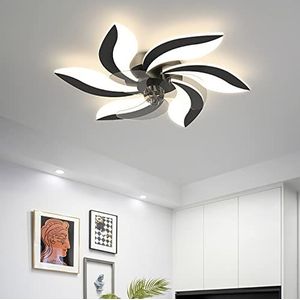 Modern Plafondlampen met ventilator LED Verlichting, 72W Dimbaar Plafondventilatorlichten, Ventilator keert om, Instelbaar 6 Windsnelheid, Plafondlamp voor Huiskamer Slaapkamer (Zwart, 5051)