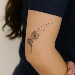 Paardenbloem tattoo – Temporalis® | Tijdelijke tatoeages voor vrouwen & mannen – Nep tattoo vegan & waterbestendig – EU-cosmetica – Blijft 1-2 weken [ Tatoeage Duo van Paardenbloemen ]