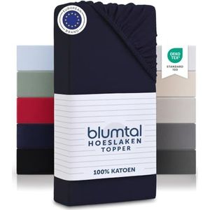 Blumtal Basics Hoeslakens Topper- Hoeslakens van 100% zacht katoen, beddengoed, donkerblauw