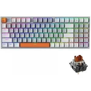 QPSJXN Mechenike K500w Mechanisch draadloos mechanisch toetsenbord met RGB-achtergrondverlichting voor PC en laptopspeler (bruine schakelaar)