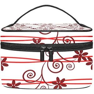 rode nobele bloemen make-up organizer tas, reizen make-up tas organizer case draagbare cosmetische tas voor vrouwen en meisjes toiletartikelen, Meerkleurig, 22.5x15x13.8cm/8.9x5.9x5.4in