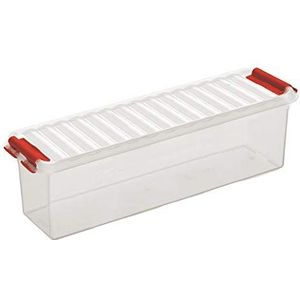 6x Sunware Q-Line Box - 1,3 liter - 270 x 84 x 90 mm - transparant/rood
