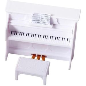 mini muziekinstrument model 1 Set Mini Plastic Piano Met Kruk Muziekinstrument Model Miniatuur Accessoires ( Color : White )