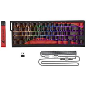 ATTACK SHARK X68PRO HE Rapid Trigger Draadloos Toetsenbord, 0,01mm RT Nauwkeurigheid 8000Hz Bedraad Gaming Magnetische Toetsenbord, Verstelbare Activering, Snap Tap, C01 Gewonden Kabel - Rood