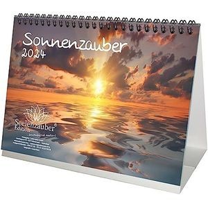 Sonnenzauber DIN A5 tafelkalender voor 2024 zon en licht - cadeauset inhoud: 1x kalender, 1x kerst- en 1x wenskaart (in totaal 3 delen)