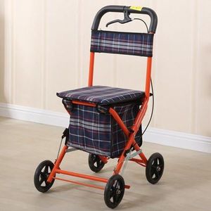 Opvouwbare rollator, mobiele rollator voor ouderen met zitting, 2-in-1 rolstoel en transportstoel, rollator (kleur: blauw)