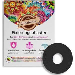 Diasticker® Pleister voor Freestyle Libre 3-sensor (10 stuks, zwart), waterdicht, huidvriendelijk, ademend, sterke grip, zelfklevende fixeerpleisters, sensorfixatie