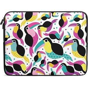 Tucan Vogels Kleurrijke Laptop Sleeve Case Mode Computer Tas Beschermhoes Draagtas Aktetas voor Vrouwen Mannen 12 inch