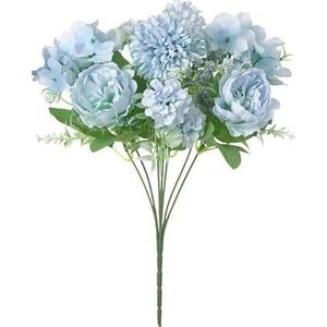 1PC Kunstbloem Zijden Hortensia Kerstversiering voor Huis Tuinfeest Bruiloft Bruidsaccessoires Opruiming Nep Pioenroos-blauw