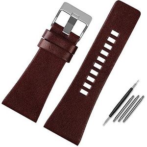 YingYou Echt Lederen Horlogeband Compatibel Met Diesel DZ7396DZ1206 DZ1399 DZ1405 Horlogeband Litchi Grain 22 24 26 27 28 30 32 34mm Band Armband(Color:Flat brown silver,Size:34mm)