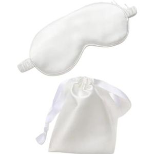 UYFRD Zijden slaapmasker met draagtas, tas voor reizen, slaap, oogschaduw voor vrouwen, man, dutje, comfortabele ooglapje, helpt bij het rusten (wit)