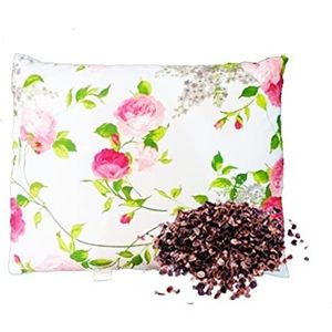 Gezonde slaap boekweitkussen, kussen met boekweitschaal met ritssluiting, ondersteuning van de halswervelkolom, orthopedisch natuurkussen, met binnen- en buitenkussen, bloemen, 50 x 60 cm