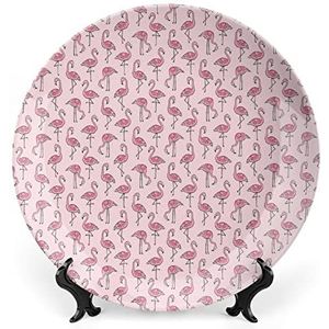 Flamingo's in roze grappig bot China decoratieve platen ambacht met display stand opknoping muur kunst decor 10 inch
