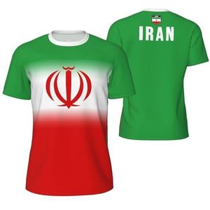 Sport Mesh T-Shirt Geleidelijke Iran Vlag Tees 3D Gedrukt voor Fitness Running Fiets Voetbal Tennis Voetbal, Meerkleurig, S