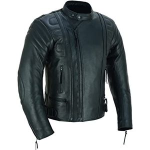 MOTORFIETS LEREN JAS CE GEARMOUREERD VOOR MANNEN MBJ-08A, Zwart, M