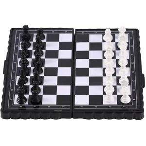 Magnetisch schaakbordspel, draagbaar schaakbord met ingebouwde magneet, magnetische effectenset Battle Travel Chess, opvouwbaar magnetisch schaakbordspel met opbergtas voor kinderen en volwassenen
