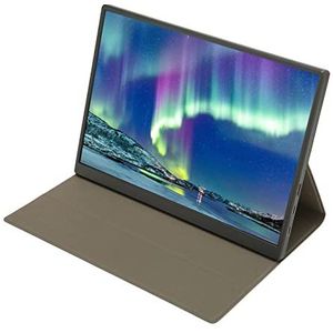 Draagbaar IPS-scherm, Mini-kleine Monitor FHD IPS-scherm Hoge Gevoeligheid Draagbare Ingebouwde Luidsprekers 1920x1280 met PU Lederen Hoes voor Laptop