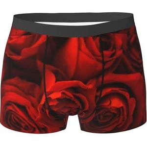 ZJYAGZX Rode Rose Print Heren Boxer Slips Trunks Ondergoed Vochtafvoerend Heren Ondergoed Ademend, Zwart, M