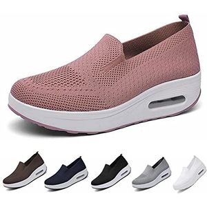 Orthopedische sneakers voor dames, mesh up stretch boog ondersteuning sandalen diabetische wandelen sandalen, roze, 42 EU