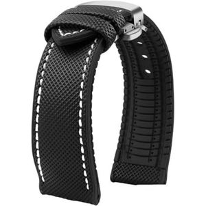 Geschikt for Breitling Geschikt for Hamilton Geschikt for Seiko Geschikt for Omega Geschikt for Tissot Nylon fluorrubber horlogeband Siliconen armband Herenhorlogeband Roestvrij stalen gesp (Color :