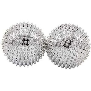 CHI-ENTERPRISE - twee magnetische massageballen - klein | fasciaballen voor zelftherapeutische acupressuurbehandeling | Inhoud: 2 egelballen in zilver, elk 55 mm diameter en 474 acupressuurnaalden